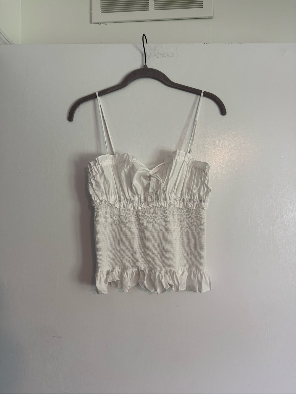 White Smocked Ruffle Cami Top - Women